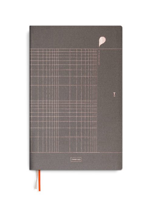 Linen notebook A4 -  Grey with Pink Foil