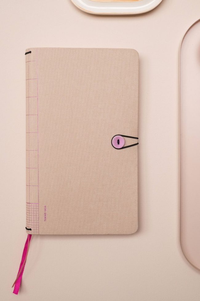 Notebook with Button - Linen -  Blush - Image 2