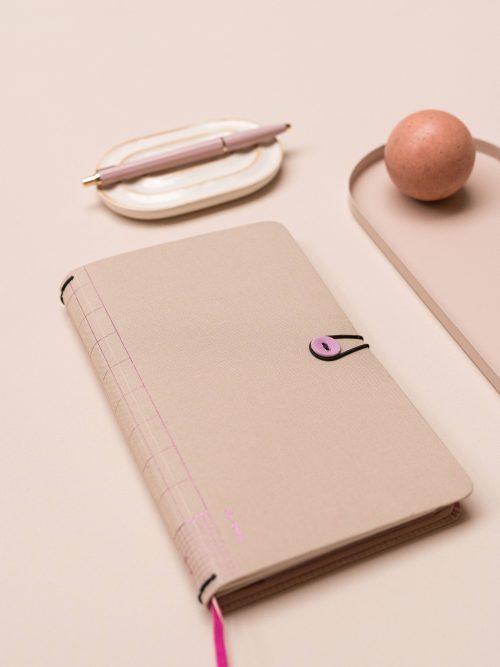 Notebook with Button - Linen -  Blush