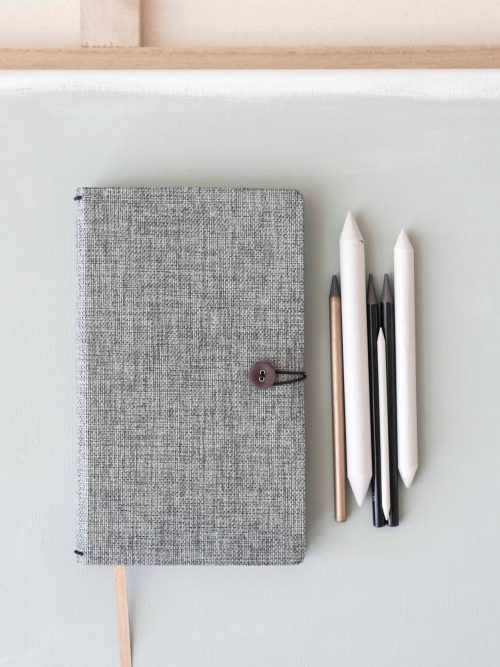 Notebook with Button | Linen Moss Agate