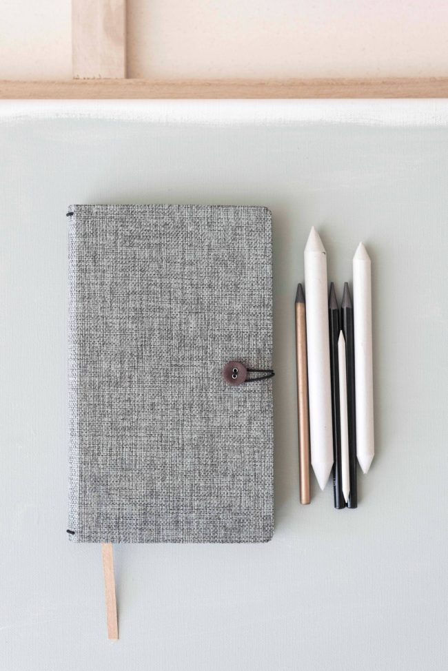 Notebook with Button | Linen Moss Agate
